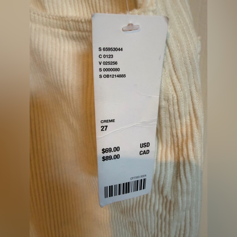 UO BDG high & wide cords. NWT. Size 27. Cream. - Picture 5 of 6